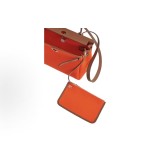 HERMES Herbag Zip 31 Silver buckle single-shoulder crossbody handbag 31 Unisex Couple Style Flame Orange with Gold Brown